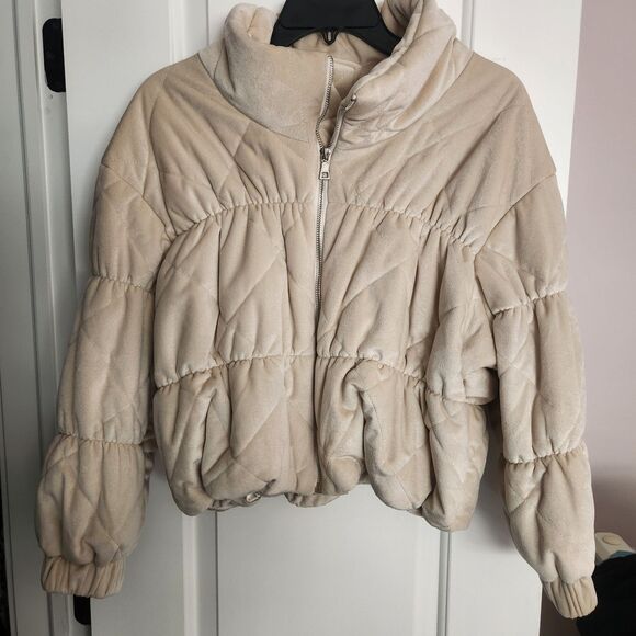NWT-Sadie & Sage x Anthropologie -Cosmic Quilted Velvet Jacket Cream/Ivory-Small - Picture 7 of 11